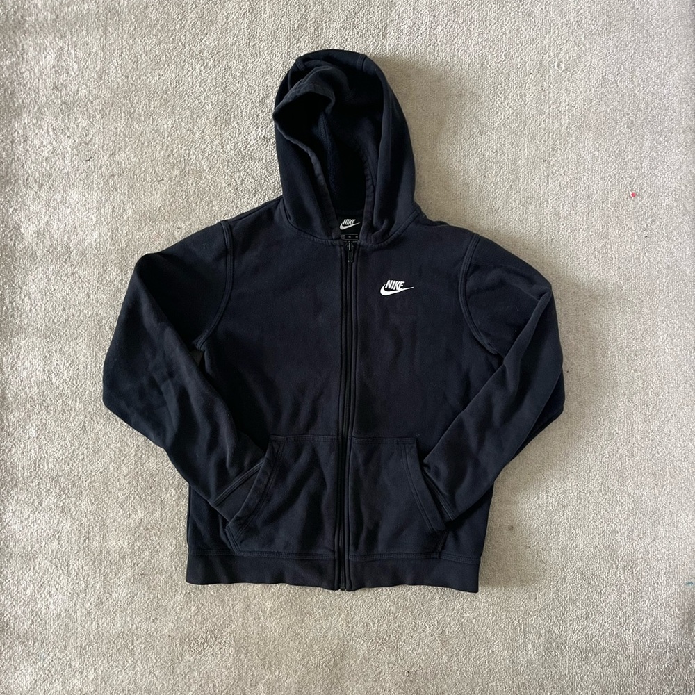 Youth Nike Classic Black Zipper Sweatshirt with Hood